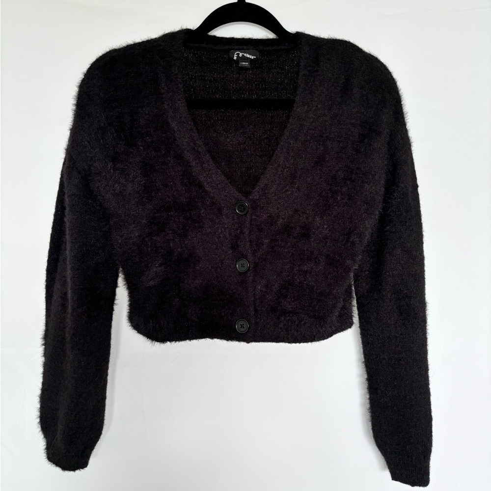 Christmas Cardigan Black Girls L(10/12) Art Class Button Up Crop Sweater Top